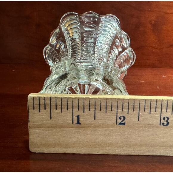 Vintage 1940s Indiana Glass Mayflower Pattern 5" Clear Bubbled and Bars Bud Vase - Picture 5 of 6
